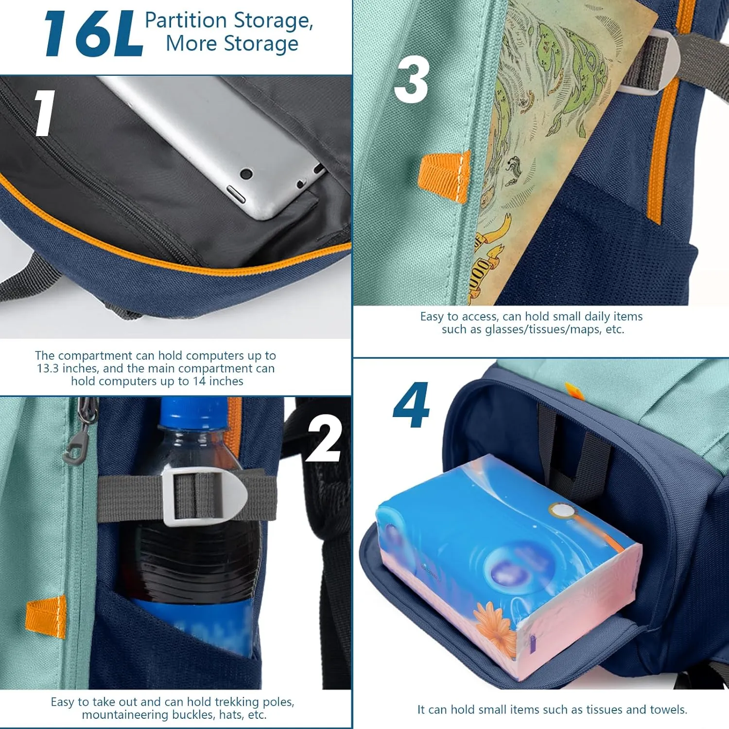 Seektop Kids Backpack 16L Children Small Outdoor Lightweight Waterproof Bag Boy Girl Ages 5-10 for Travel School Camping