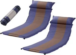 Self-Inflating Sleeping Pad with Pillow, Lightweight Camping Mattress Pad, Sleeping Mat Compact for Tent, Camping, Backpacking, Hiking and Traveling (Blue, 2 Packs)