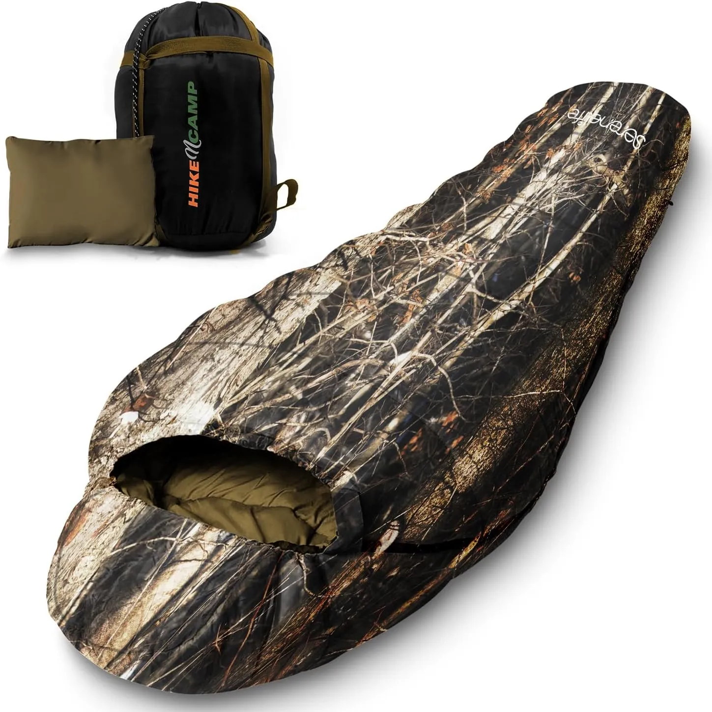 SereneLife Mummy Sleeping Bag – Lightweight, Warm & Waterproof for Winter & Cold Weather, 5-10°F Insulation, Smooth-Glide Zipper, Compact Compression Bag, Travel Pillow, Used for Camping & Backpacking