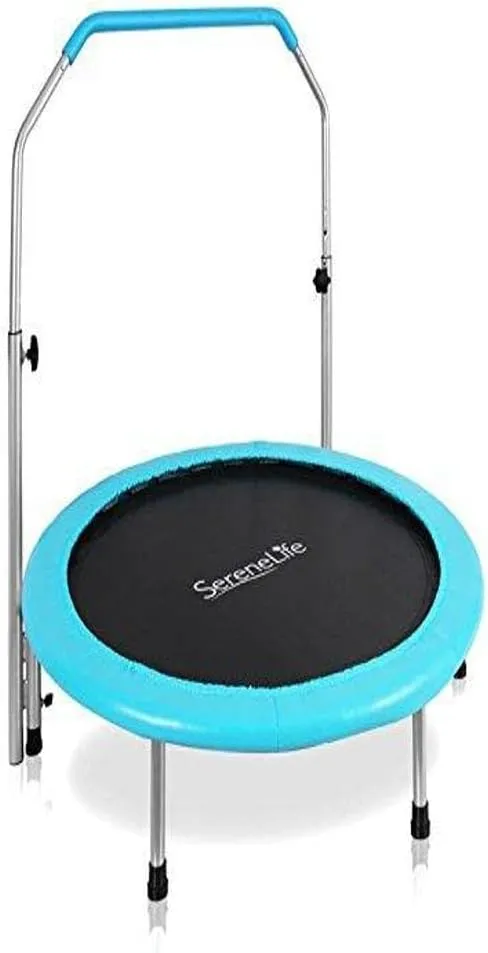 Serenelife Portable and Foldable Trampoline - 40” dia Springfree Rebounder Jumping Mat Safe for Kid w/ Padded Frame Cover Adjustable Handlebar and Carry Bag - AZSLELT407