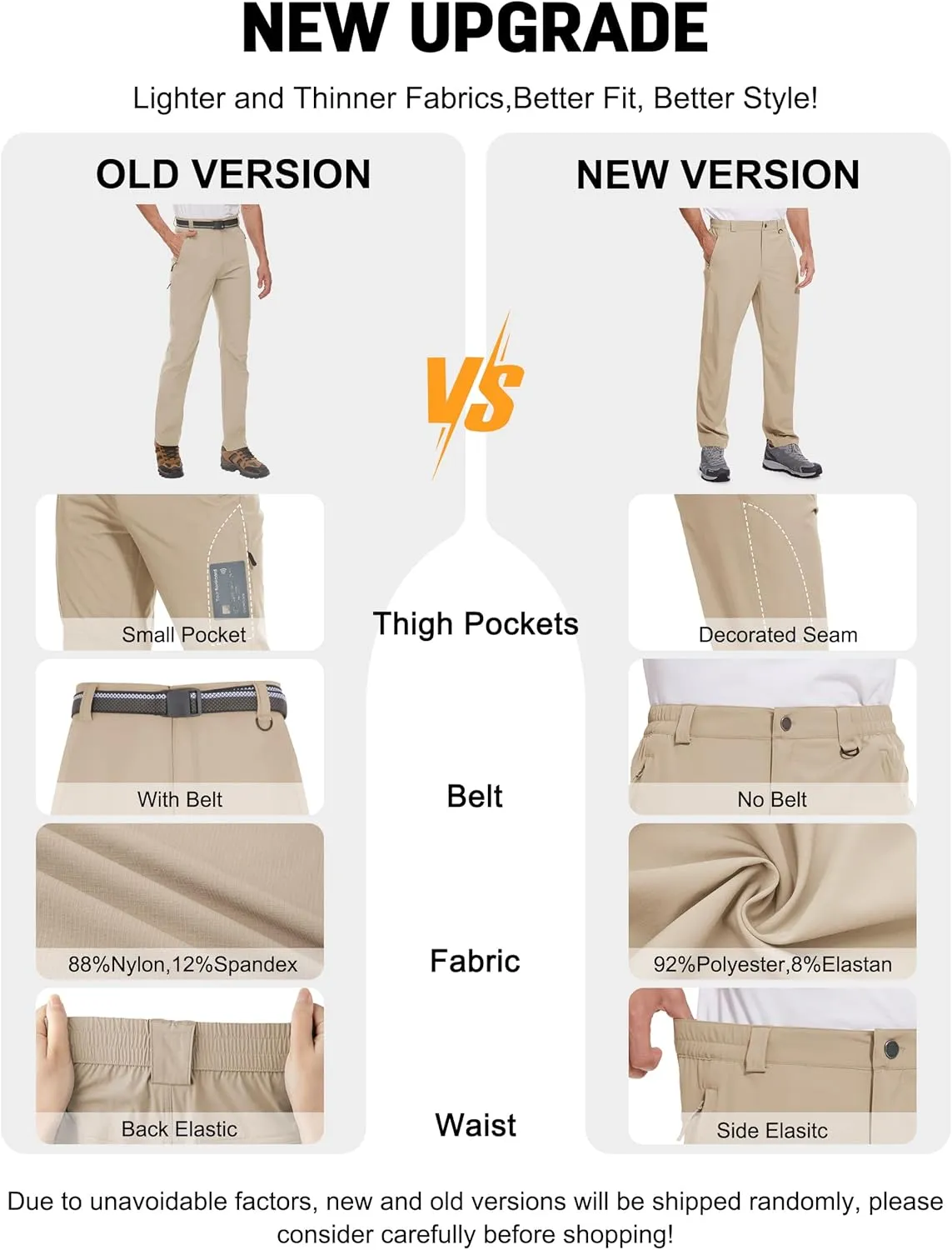 SEVEGO 30"/32"/34"/36" Inseam Men's Tall Hiking Pants Quick Dry Outdoor Waterproof Fishing Cargo Pants with Belt 5 Pockets