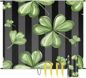 Shamrocks Beach Blanket, Sandproof Beach Mat, Adults Waterproof Quick Drying Sand Free Mat with 4 x Ground Spikes for Outdoor Travel Camping Hiking, St. Patrick’s Day