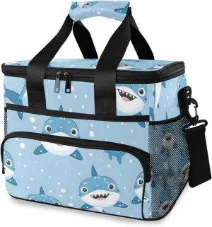 Shark Cute Ocean Cooler Bag Insulated Cooler Soft Sided Cooler 24 Can Portable Picnic Bag Large Leakproof Lunch Bag Box for Beach Grocery Camping Travel Car Men Women