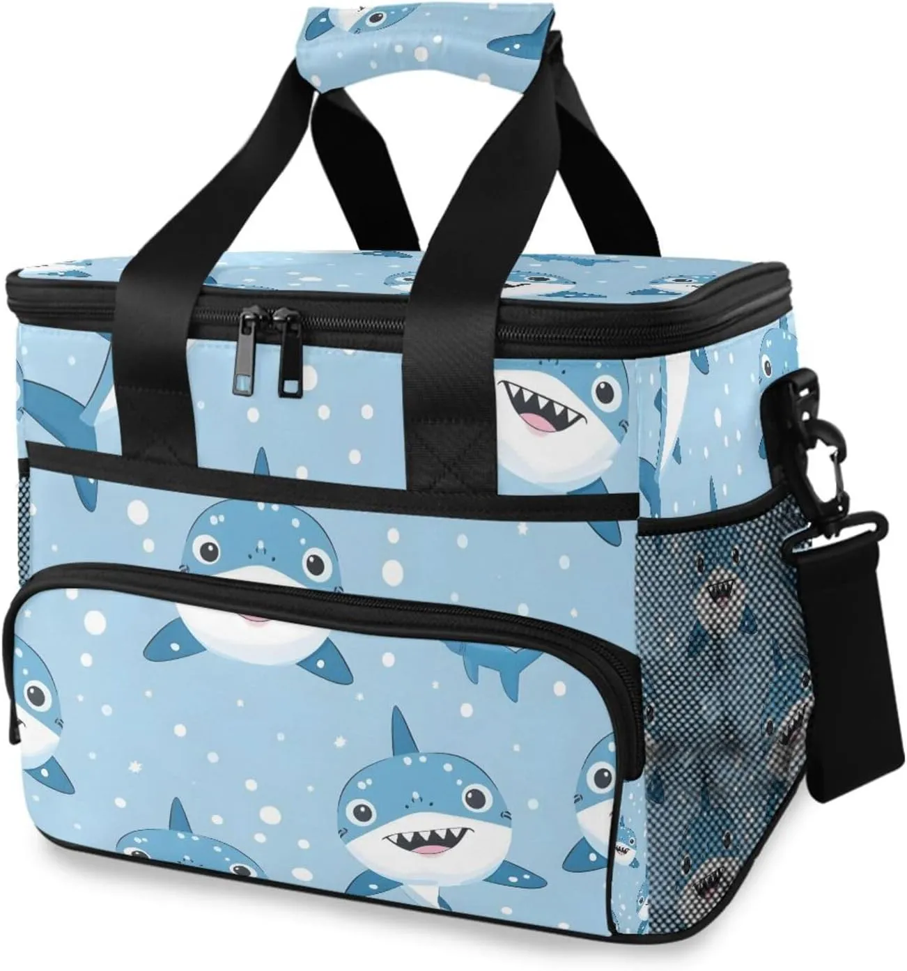 Shark Cute Ocean Cooler Bag Insulated Cooler Soft Sided Cooler 24 Can Portable Picnic Bag Large Leakproof Lunch Bag Box for Beach Grocery Camping Travel Car Men Women