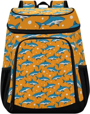 Shark Nautical Orange Cooler Backpack Cooler Insulated Leak Proof Lunch Backpack 36 Cans Waterproof Soft for Men Women Picnic Hiking Camping Beach