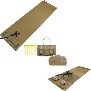 Shooting Mat 0.4 Inch Padded Non-Padded, Tactical Shooting Mats Prone Padded 1000D Nylon Waterproof Coating, Extra Large Portable Roll Up Folded Non-Slip with Bipod Holder & 6 Ground Nails