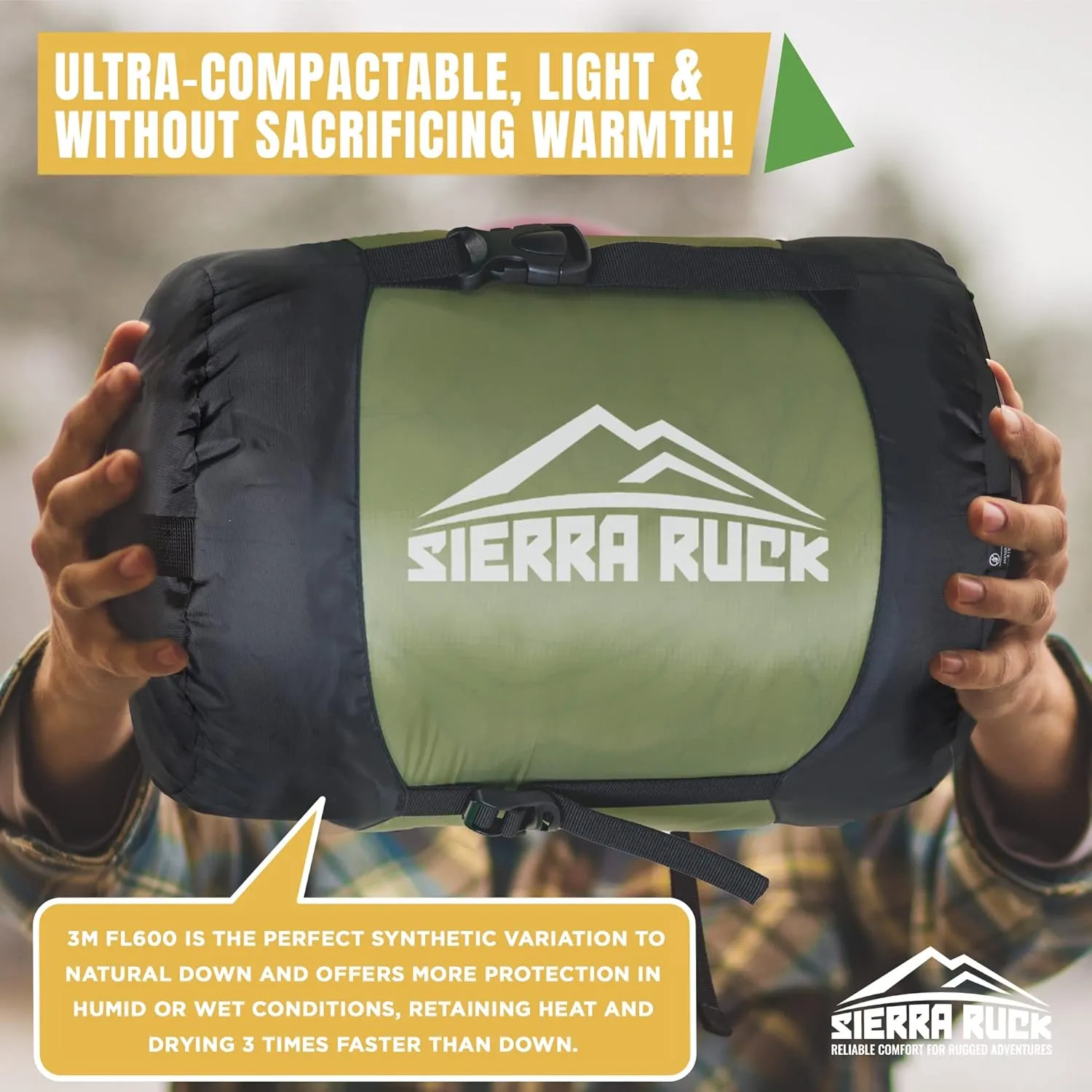 SIERRA RUCK 650 Down Sleeping Bag, Lightweight Pack for Hiking, Backpacking, Trekking and 4 Season Camping