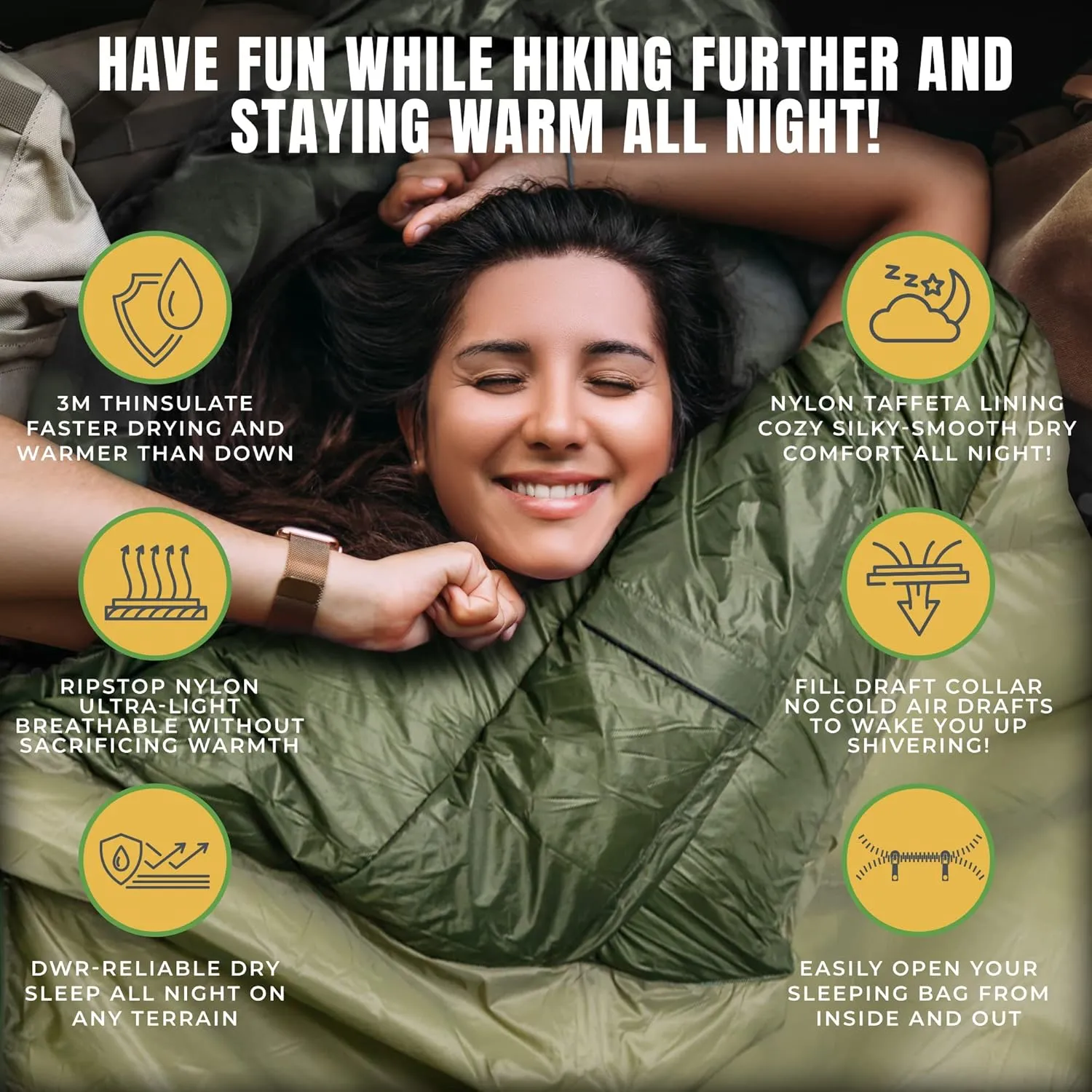 SIERRA RUCK 650 Down Sleeping Bag, Lightweight Pack for Hiking, Backpacking, Trekking and 4 Season Camping