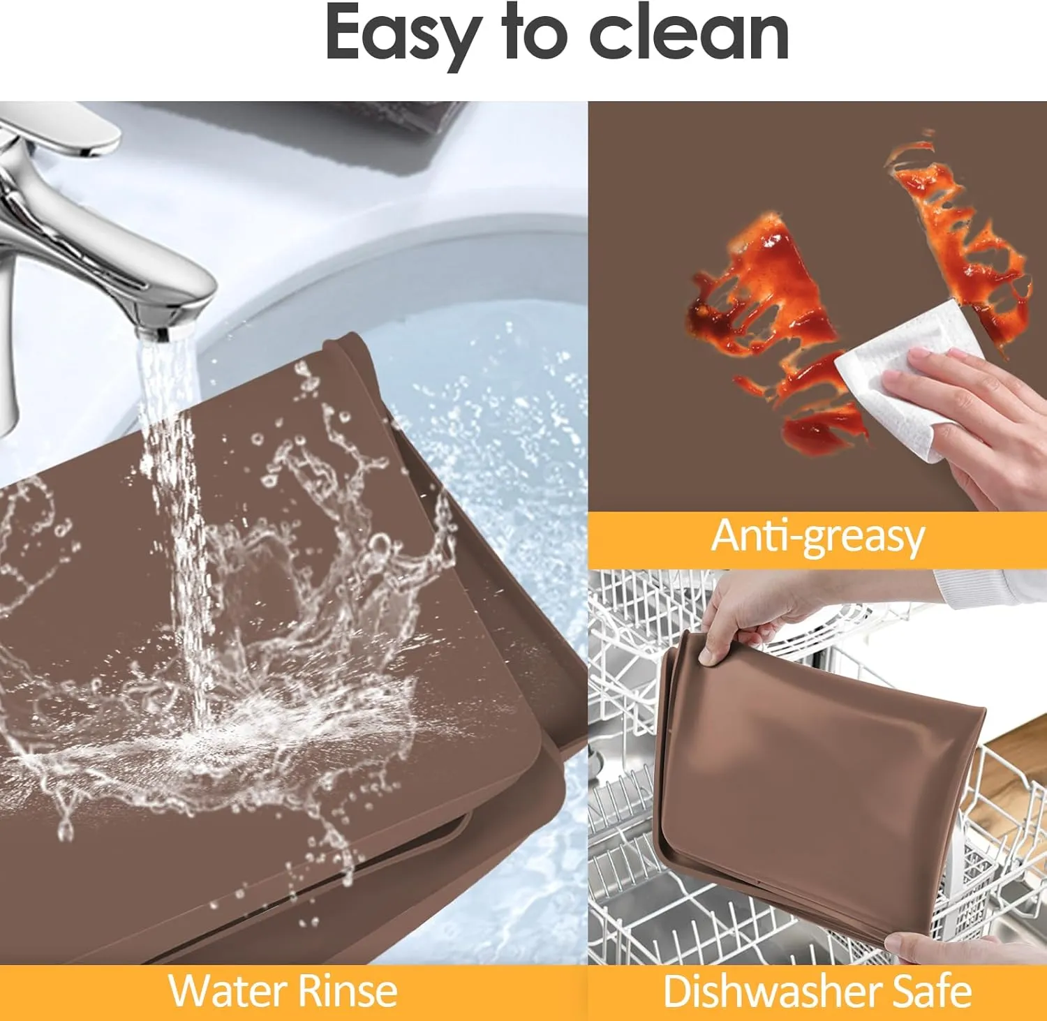 Silicone Coffee Maker Mat with Lip, 19.7'' x 15'' Heavy Duty Coffee Maker Mat for Countertops, Coffee Tray Fit Under Coffee Machine Appliance Automatic Machines Espresso Accessory, Brown