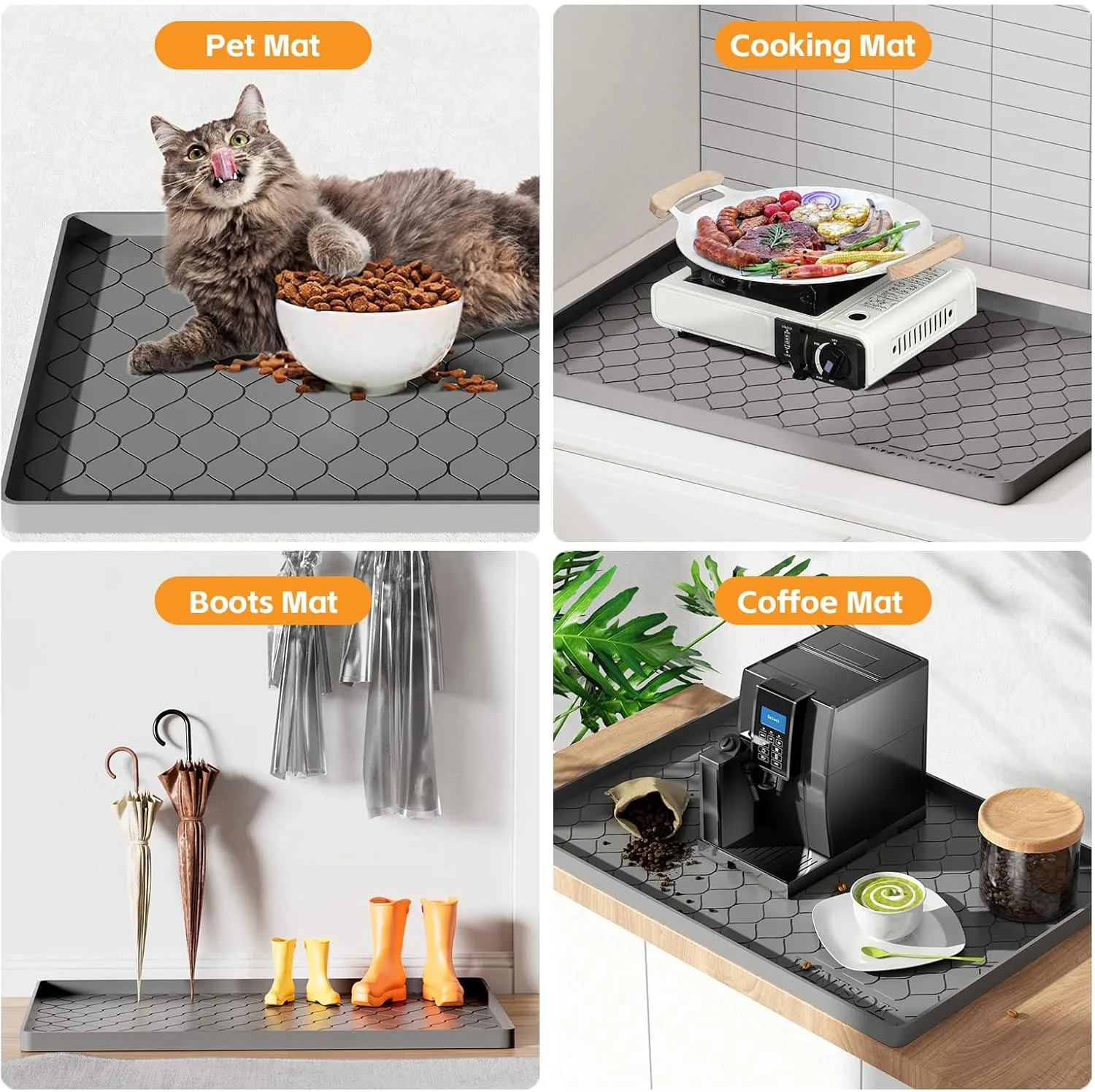 Silicone Under Sink Mat 34" x 22", Kitchen Essentials and Gadgets, Shelf Liner and Cabinet Protector, Home Organizers and Storage, Waterproof Bathroom Tray