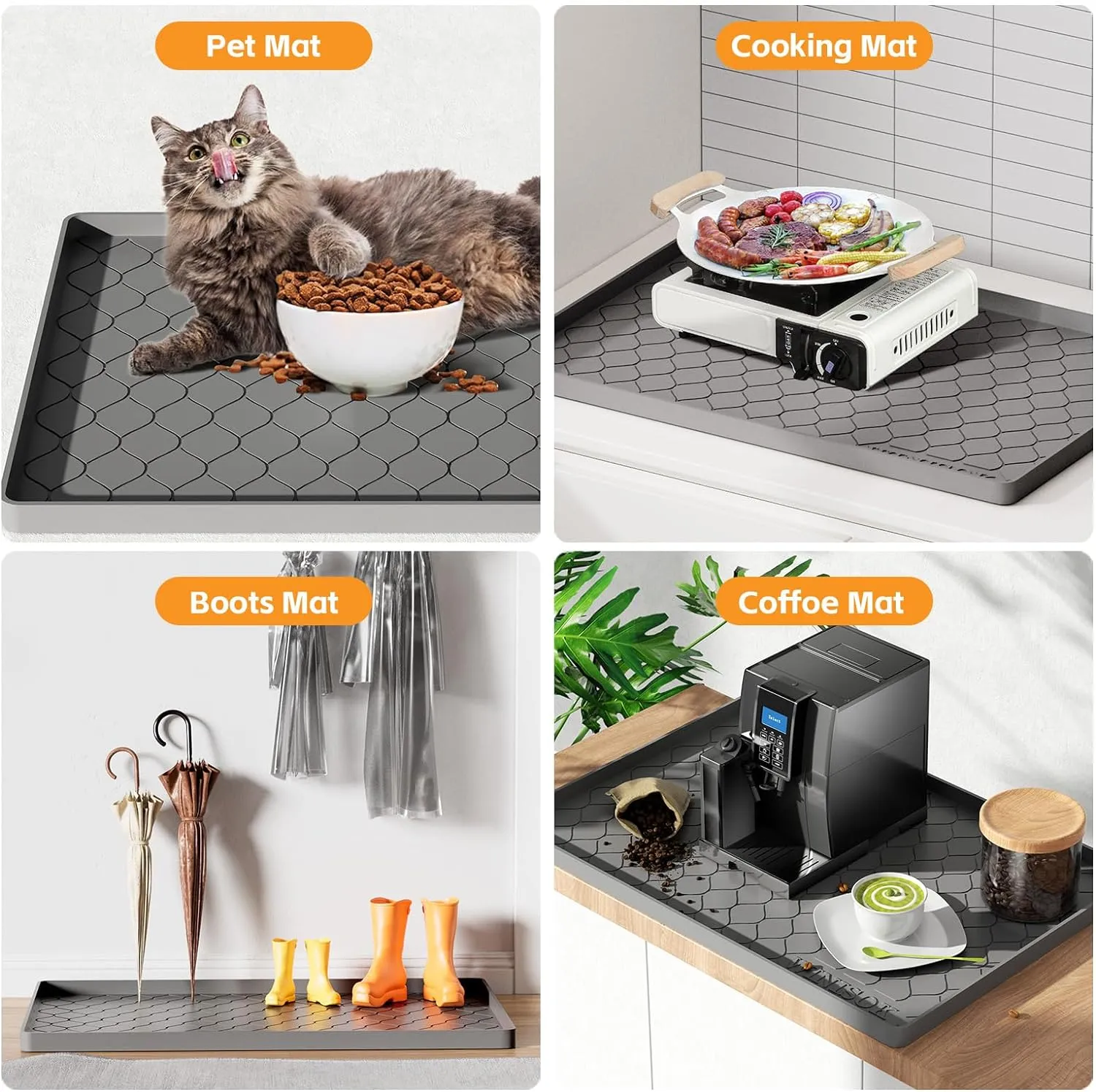 Silicone Under Sink Mat 34" x 22", Kitchen Essentials and Gadgets, Shelf Liner and Cabinet Protector, Home Organizers and Storage, Waterproof Bathroom Tray
