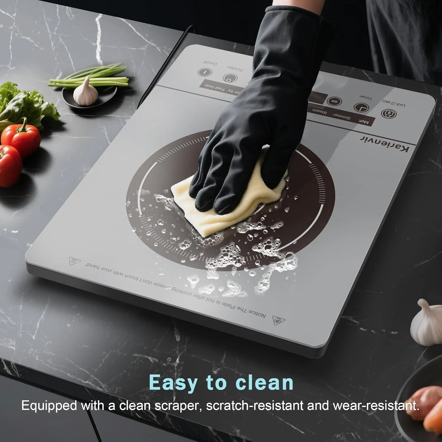 Single Burner Electric Cooktop, Portable Electric Stove 110v with plug, Touch Control, Safety Lock, Timer, Kitchen Cooking Cooktop With 9 Power Levels, 1800W(Grey)