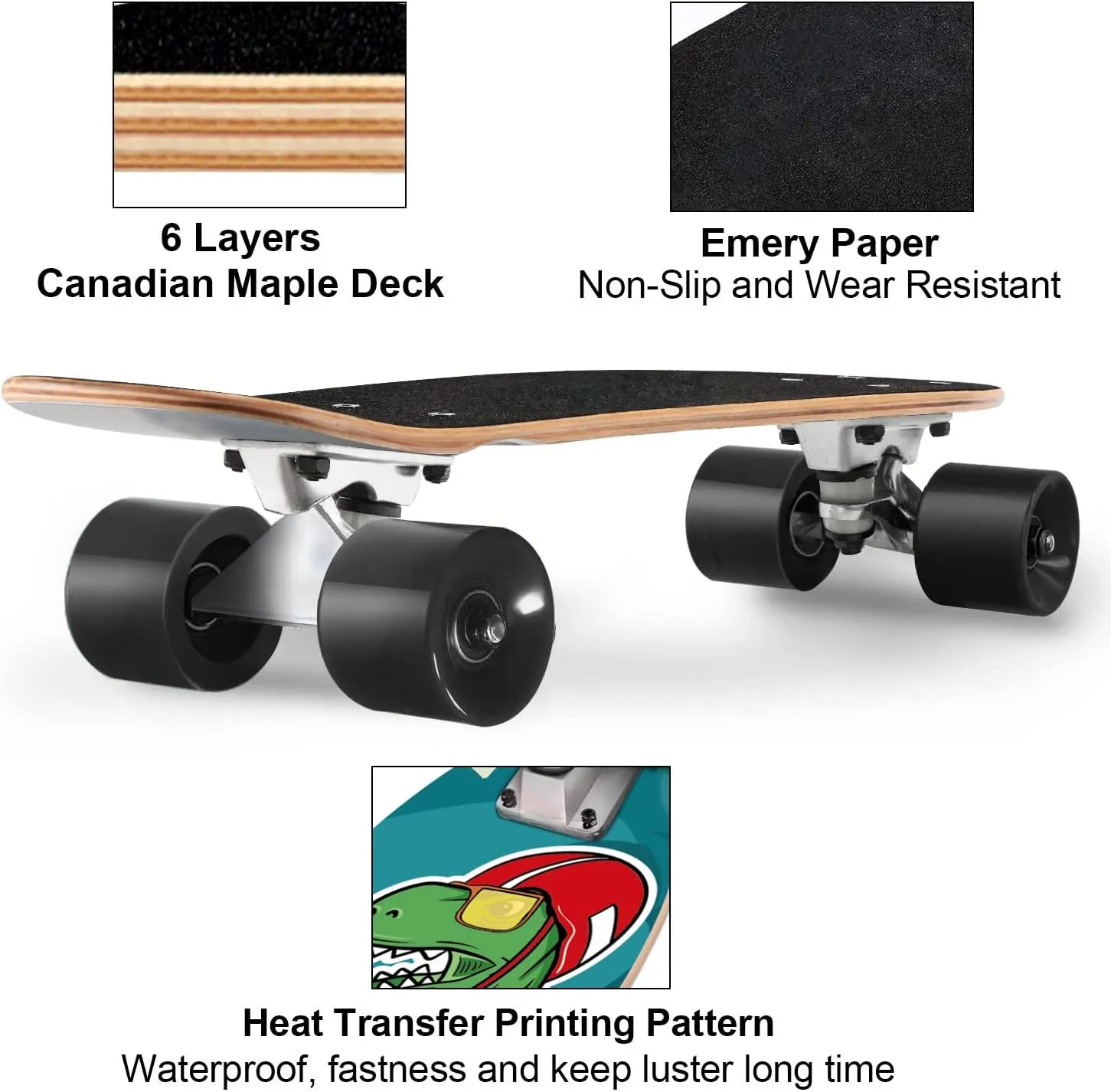 Skateboard Complete Skateboards 22 Inch Mini Cruiser Skateboards for Beginners Kids Boys and Girls