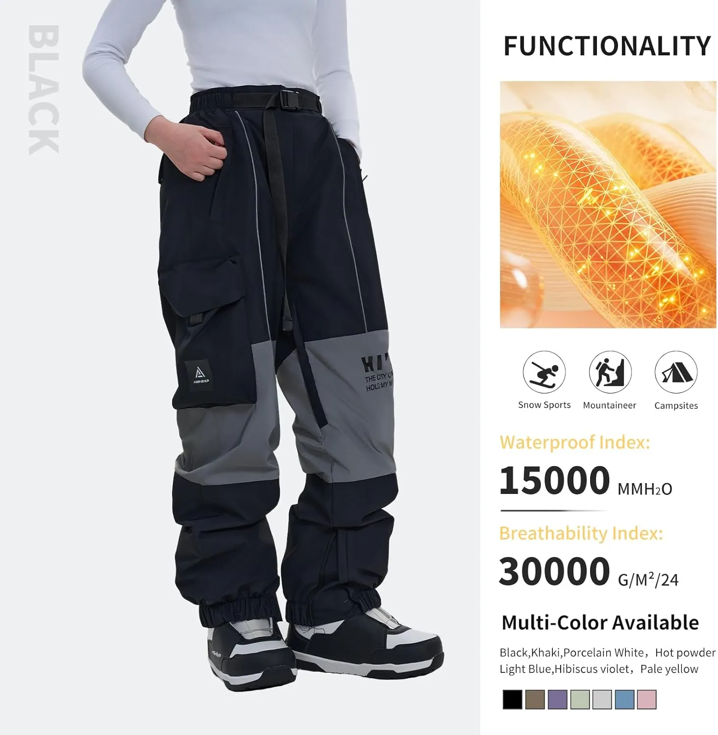 Ski Pants Snow Snowboard Pants Waterproof Insulated Baggy Windproof Hiking Winter Warm for Men Women