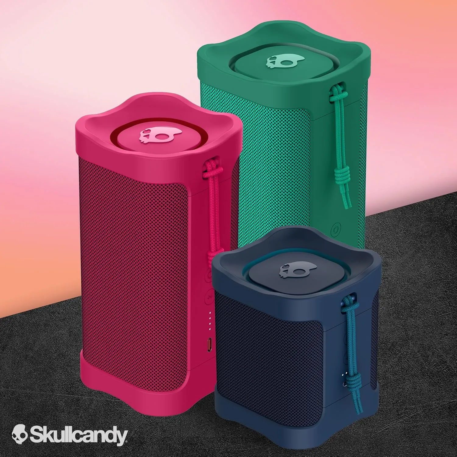 Skullcandy Terrain Wireless Bluetooth Speaker - IPX7 Waterproof Portable Speaker with Dual Custom Passive Radiators, 14 Hour Battery, Nylon Wrist Wrap, & True Wireless Stereo