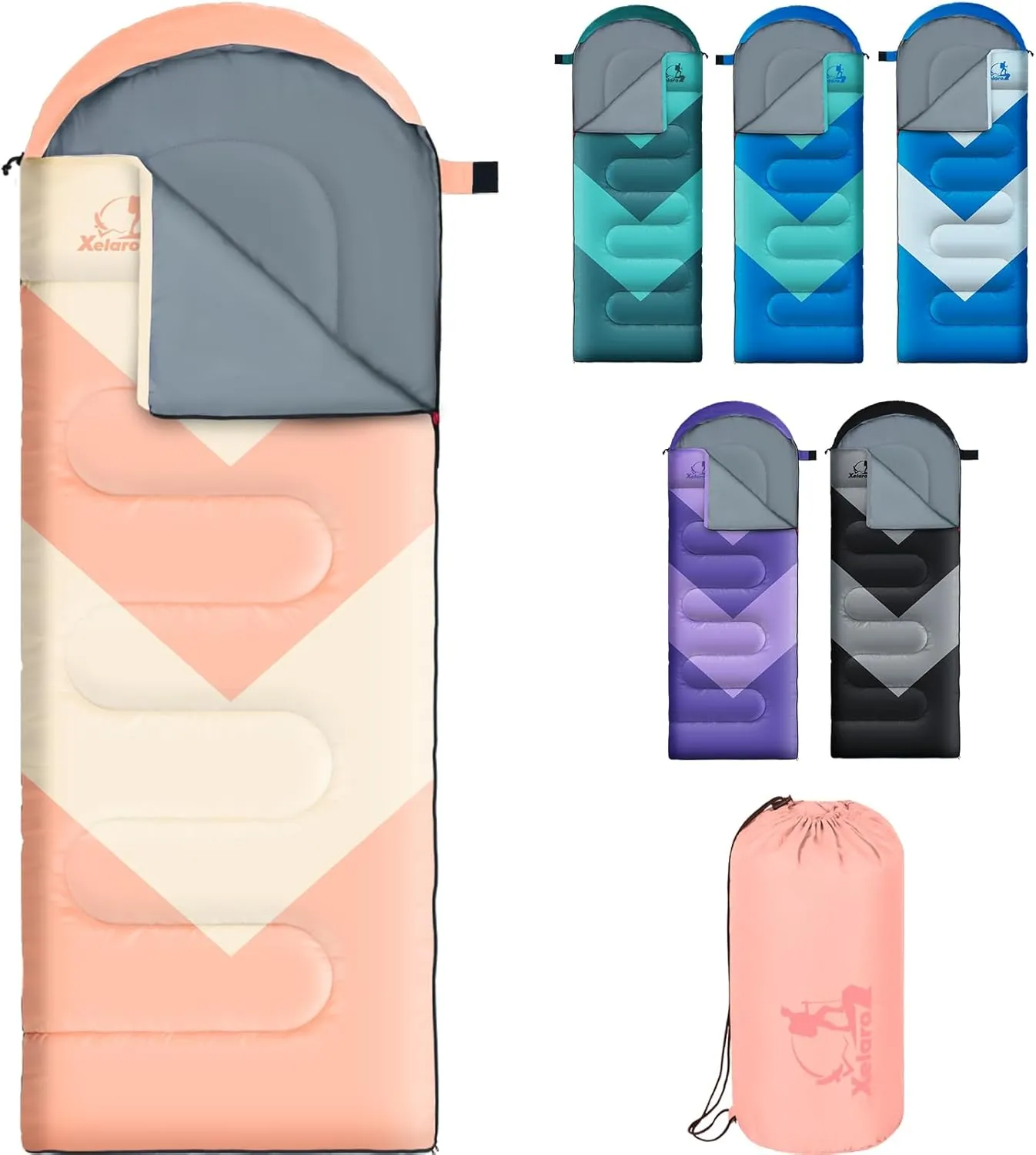 Sleeping Bag for Adults, Girls, Boys - 3 Season Warm & Cool Weather Lightweight Waterproof Camping Bag for Hiking, Outdoor Travel