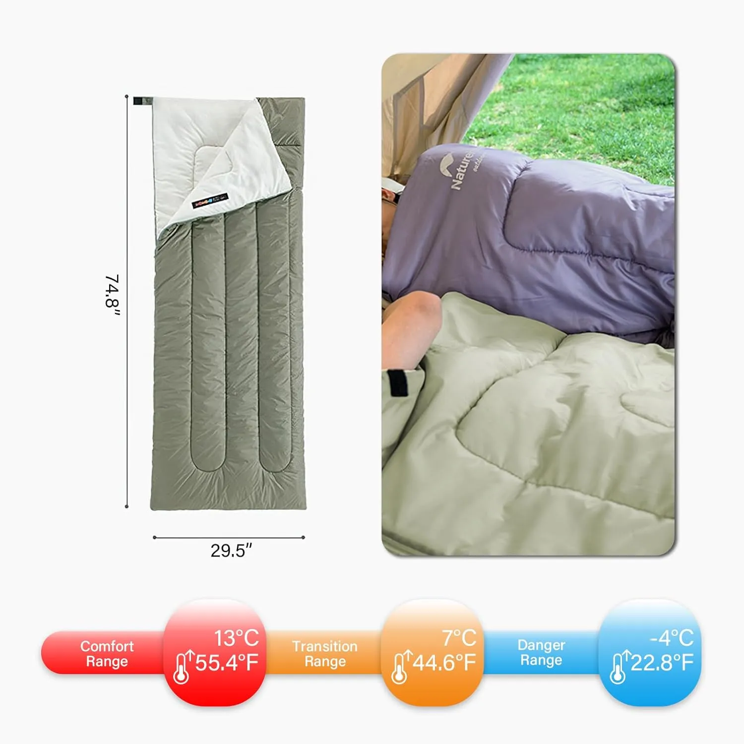 Sleeping Bag, Lightweight & Waterproof with Portable Compression Sack,3-4 Seasons Warm Cold Weather Hiking Camping Indoor Outdoor Use for Warm Camping Hiking Outdoor Travel