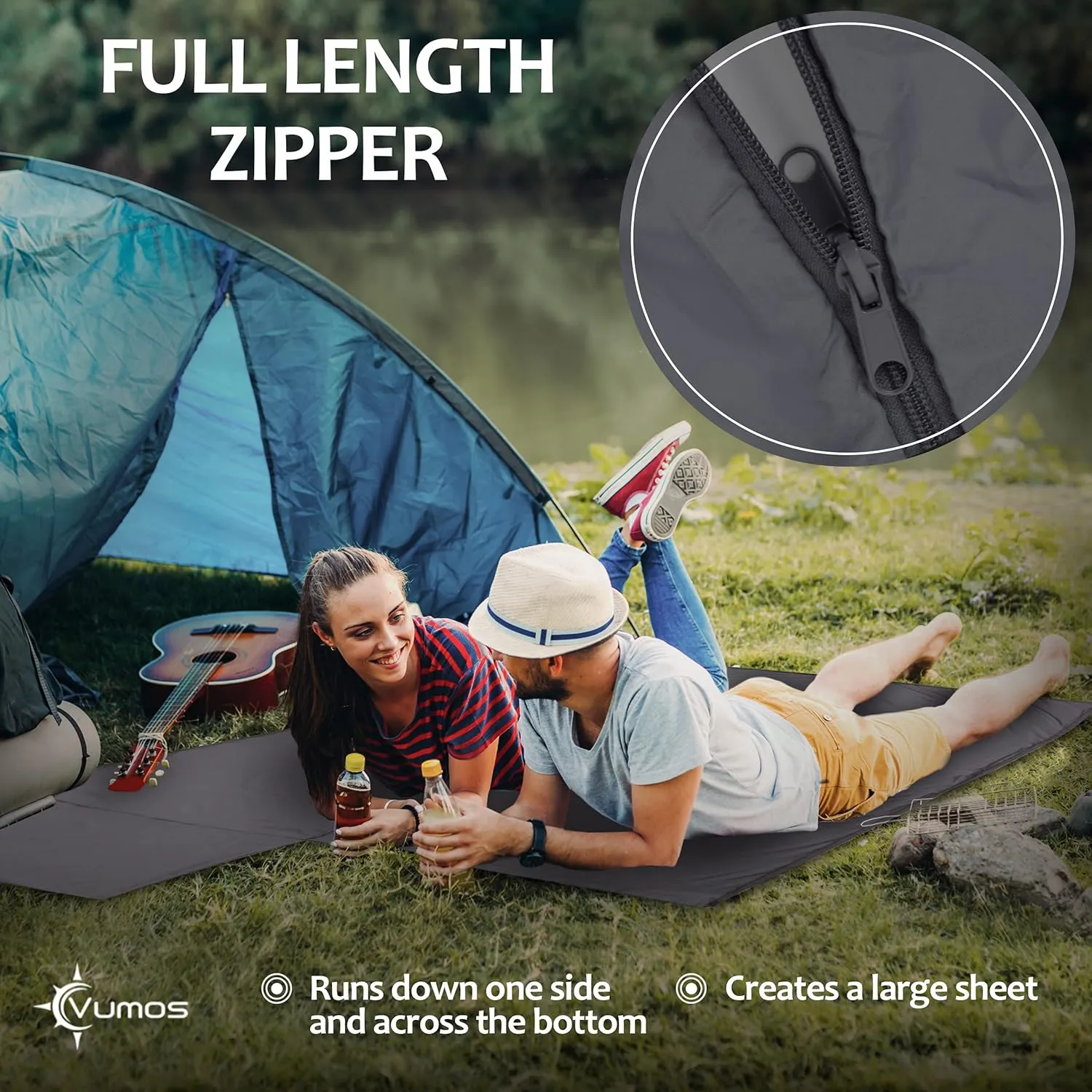 Sleeping Bag Liner and Camping Sheet – Silk Like Material for Travel - Has Full Length Zipper