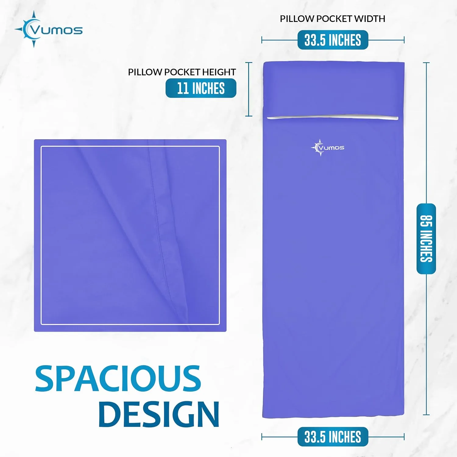 Sleeping Bag Liner and Camping Sheet – Silk Like Material for Travel - Has Full Length Zipper