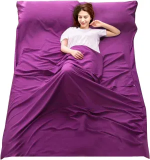Sleeping Bag Liner Camping Travel Home Bed Sheet Lightweight Breathable Hotel Compact Sacks (Purple, 70.8 * 82.7in)