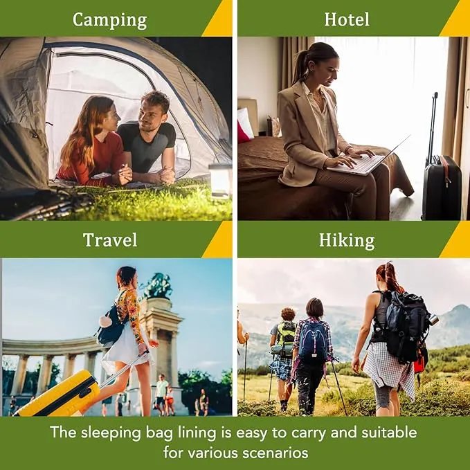 Sleeping Bag Liner - Lightweight, Compact & Portable Adult Sleeping Bag Liner,Lightweight Travel Sheet for Hotels & Traveling, Suitable for All Seasons, Camping, Backpacking, Hiking