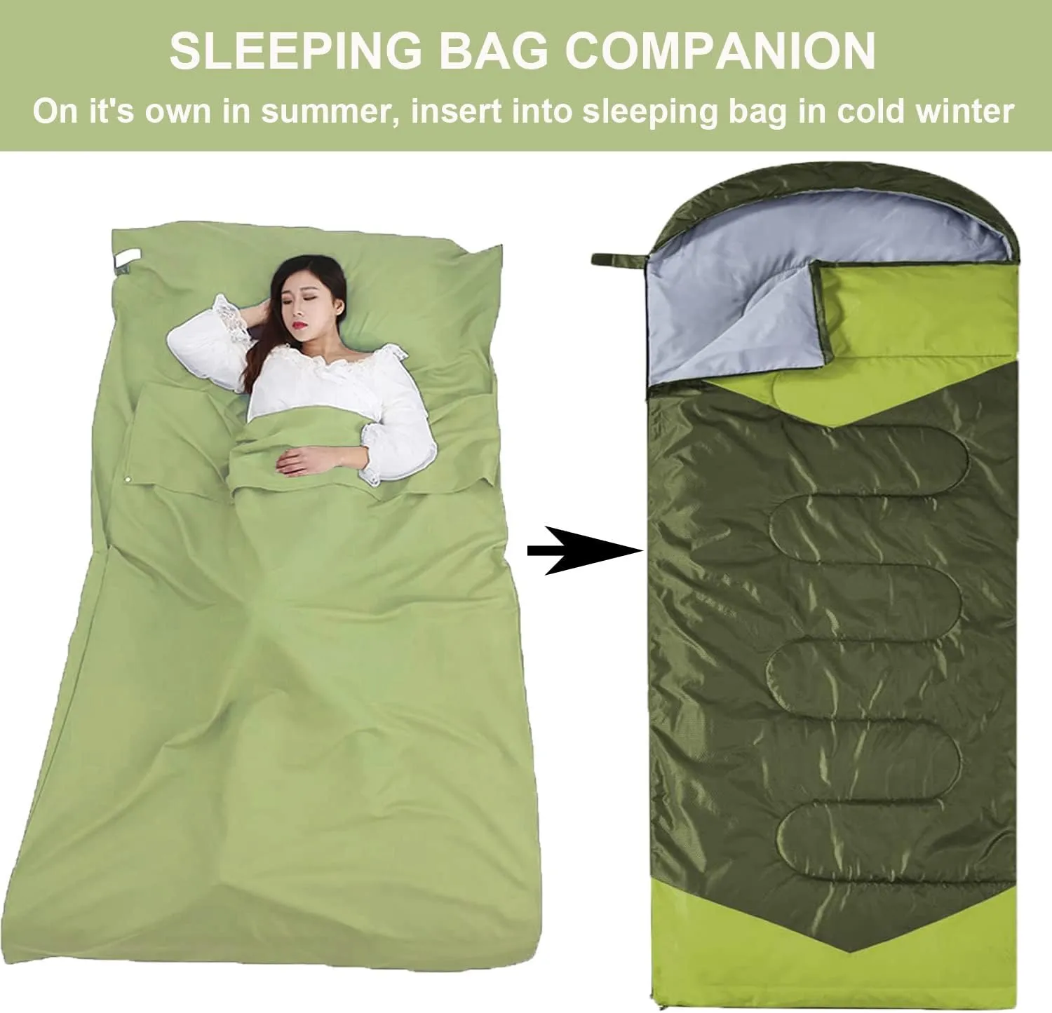 Sleeping Bag Liner Portable Travel Camping Sheets Lightweight and Compact Sleeping Sack Sheets for Adults Comfortable Liners for Traveling Hotel Camping Picnic Hostels Backpacking