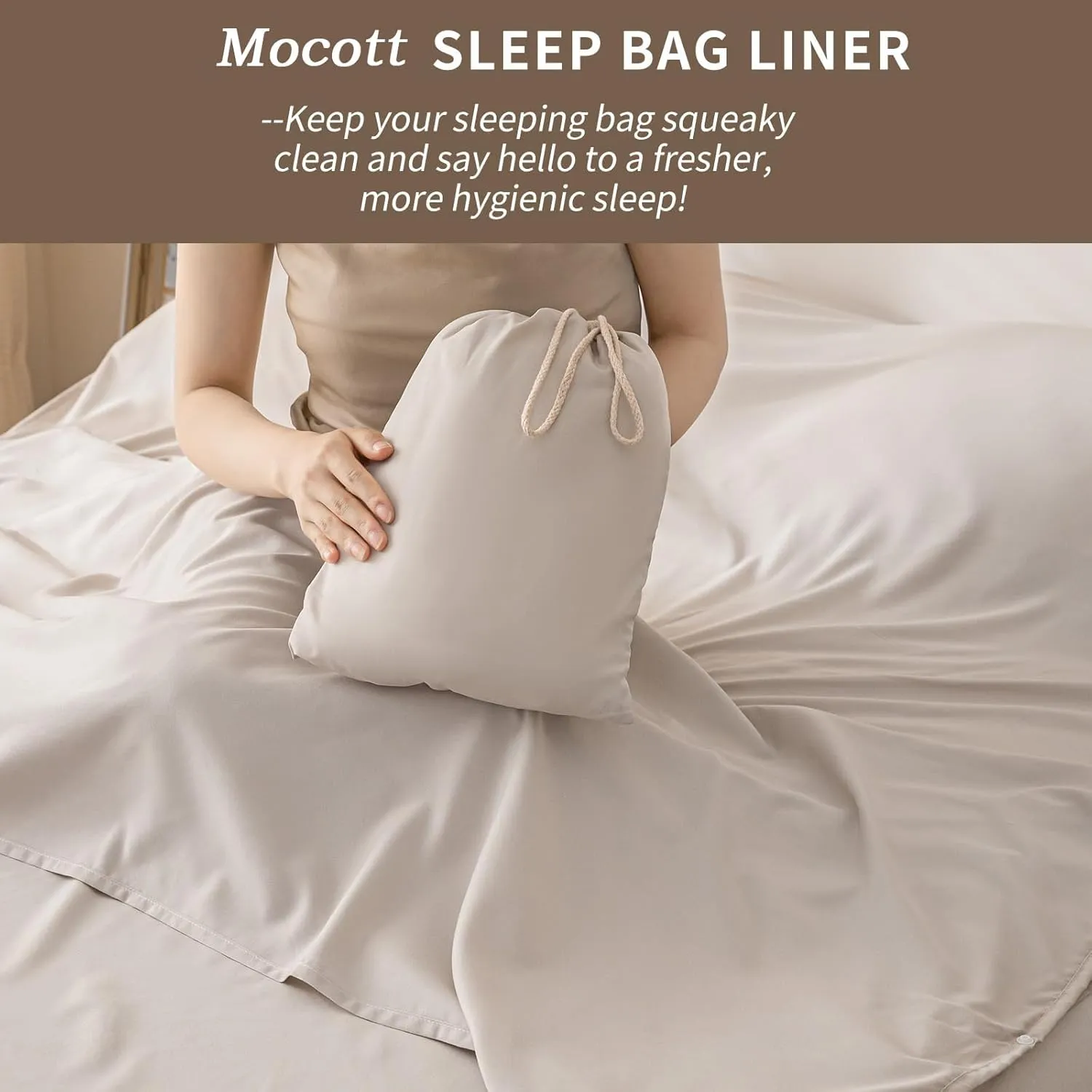 Sleeping Bag Liner Ultralight Sleep Sack Travel Washed Cotton Sheets for Hotel Bags for Adults Liners, Lightweight Single & Double Camping Sleeping Inner Hostel Fresh Back Hiking Bed