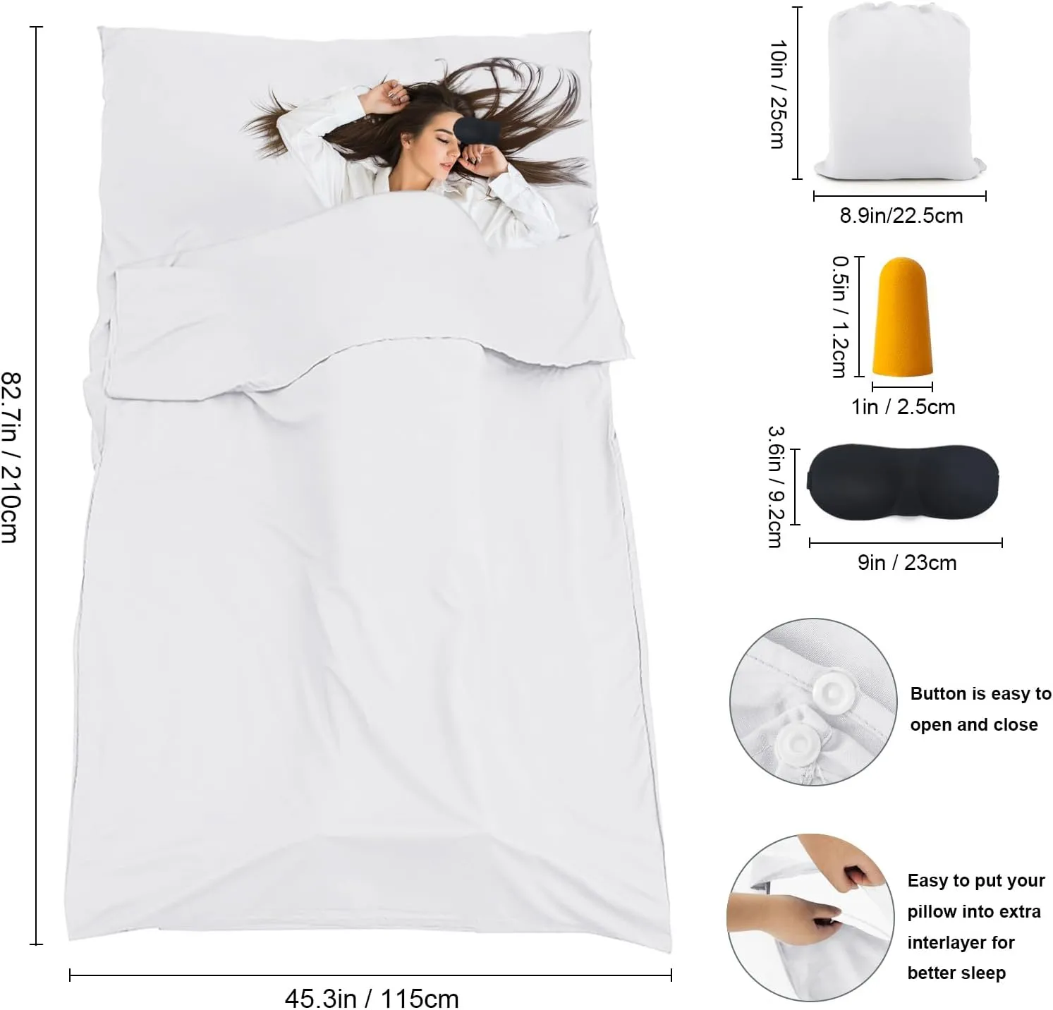 Sleeping Bag Liner,Travel Sheet & Adult Sleep Sack, Camping Sheets Travel Sleep Sack for Backpacking,Hotels & Hostels -Lightweight Single &Double Travel Sheet Camping Sheets