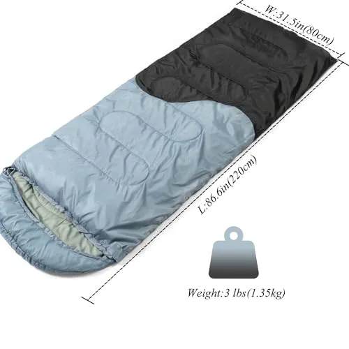 Sleeping Bag with Compression Bag - 3 Seasons for Adults/Kids