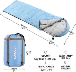 Sleeping Bag,3-4 Seasons Warm Cold Weather Lightweight, Portable, Waterproof Sleeping Bag with Compression Sack for Adults & Kids - Indoor & Outdoor: Camping, Backpacking, Hiking