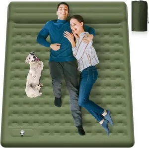 Sleeping Pad 4.7" Extra Thick, Upgraded Reinforced Support Structure with Built-in Foot Pump and Pillows Portable Camping Air Mattress Bed for Tent Backpacking Hiking