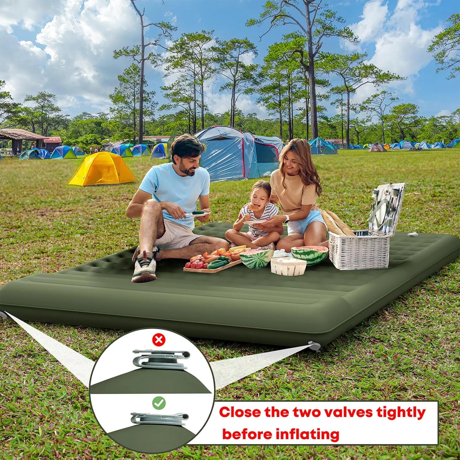 Sleeping Pad 4.7" Extra Thick, Upgraded Reinforced Support Structure with Built-in Foot Pump and Pillows Portable Camping Air Mattress Bed for Tent Backpacking Hiking
