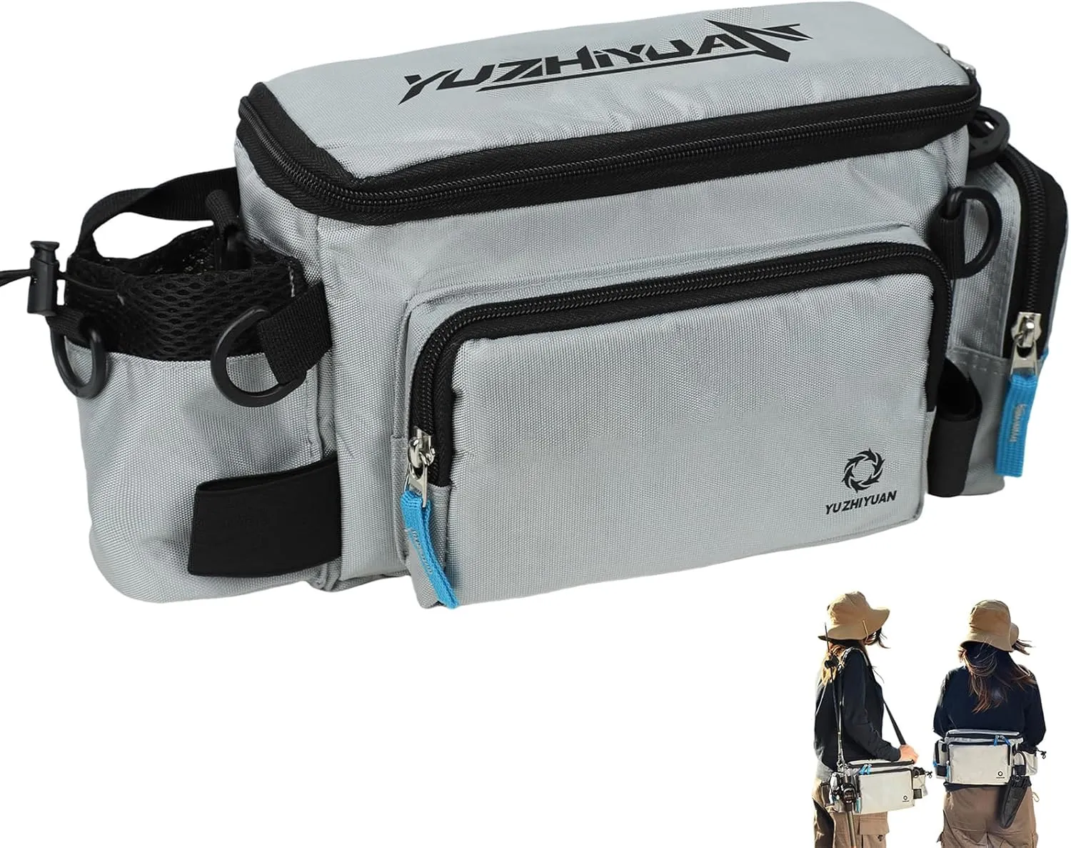 Small Fishing Bag with Rod Strap, Small Tackle Bag – Tackle Boxes & Gear,Portable & Lightweight, Move Freely, Cast Smoothly - Fishing Gifts for Men (Medium - Light Grey)