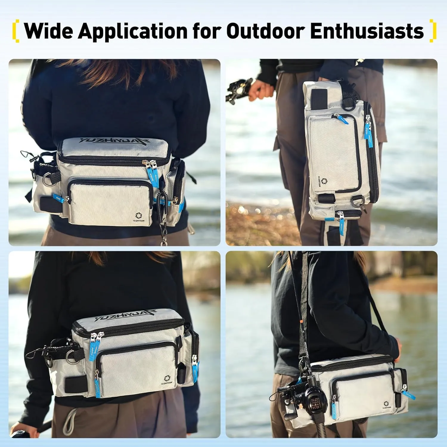 Small Fishing Bag with Rod Strap, Small Tackle Bag – Tackle Boxes & Gear,Portable & Lightweight, Move Freely, Cast Smoothly - Fishing Gifts for Men (Medium - Light Grey)
