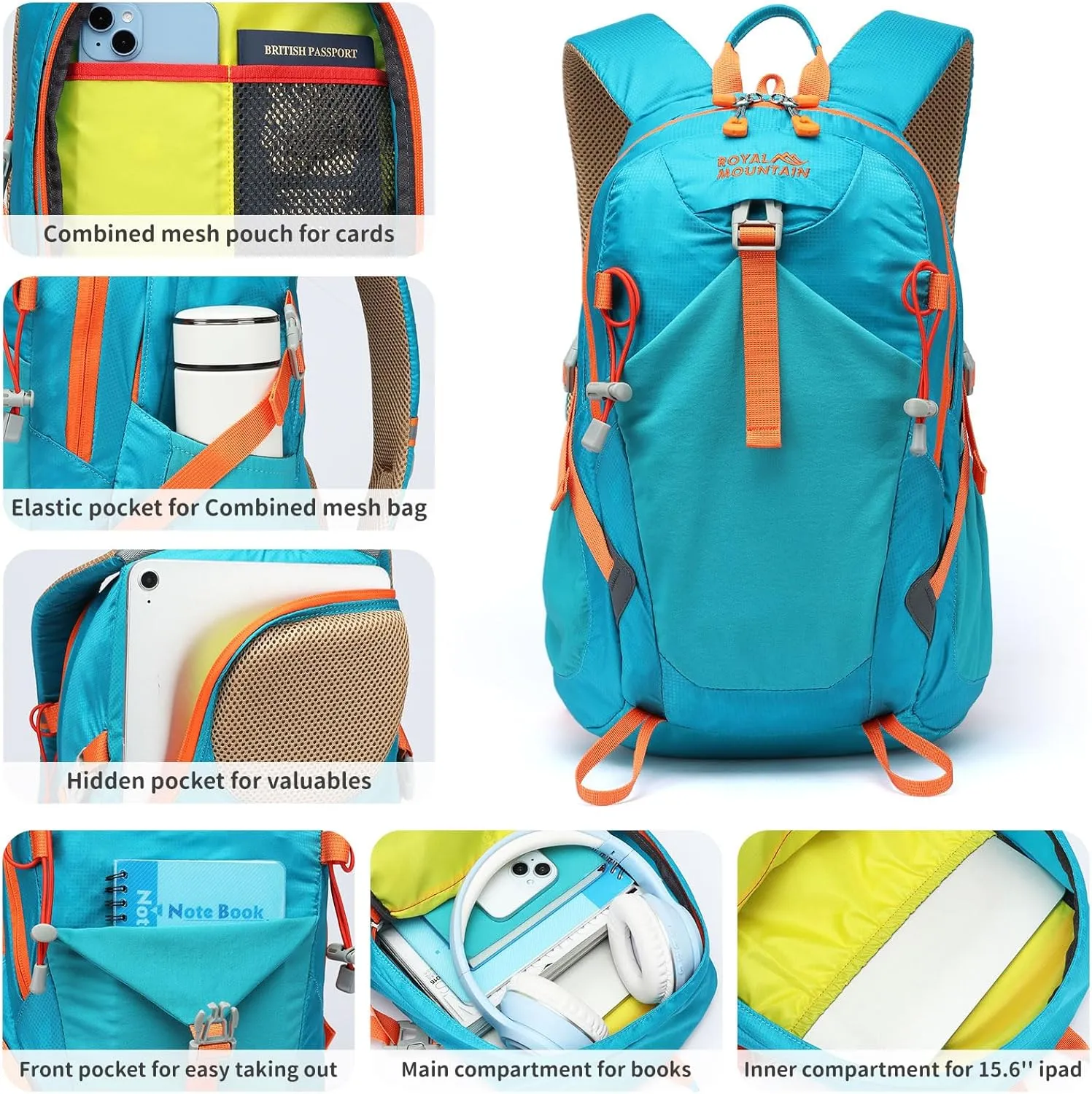 Small Hiking Backpack, 20L Lightweight Travel Backpacks For Men Women, Water Resistant Outdoor Day Pack, Ultralight Camping Daypack Backpacks, Durable Hiking Backpack Fit For Camping.(With Rain-cover)