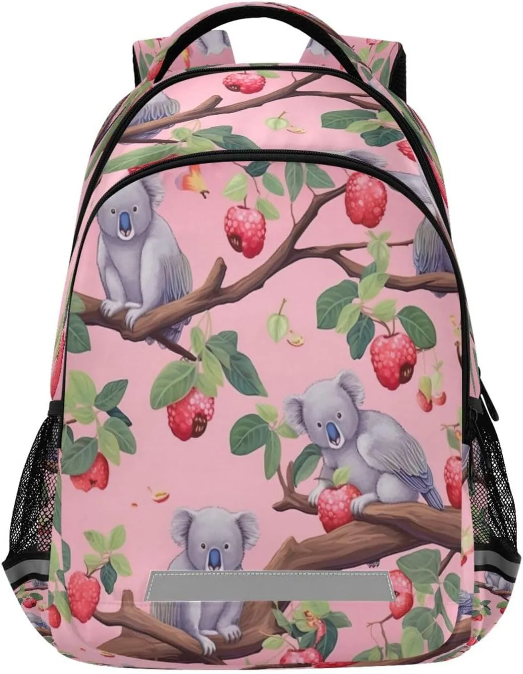 Small Koala Strawberries Design Waterproof Backpack - Casual Outdoor Sports Daypack with Ergonomic Shoulder Straps#253