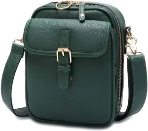 Small Lightweight Crossbody Leather Bag, Retro Adjustable Strap Double-Layer Large Capacity small Crossbody Bags for Women