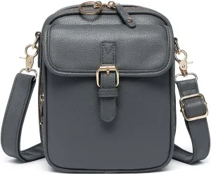 Small Lightweight Crossbody Leather Bag, Retro Adjustable Strap Double-Layer Large Capacity small Crossbody Bags for Women