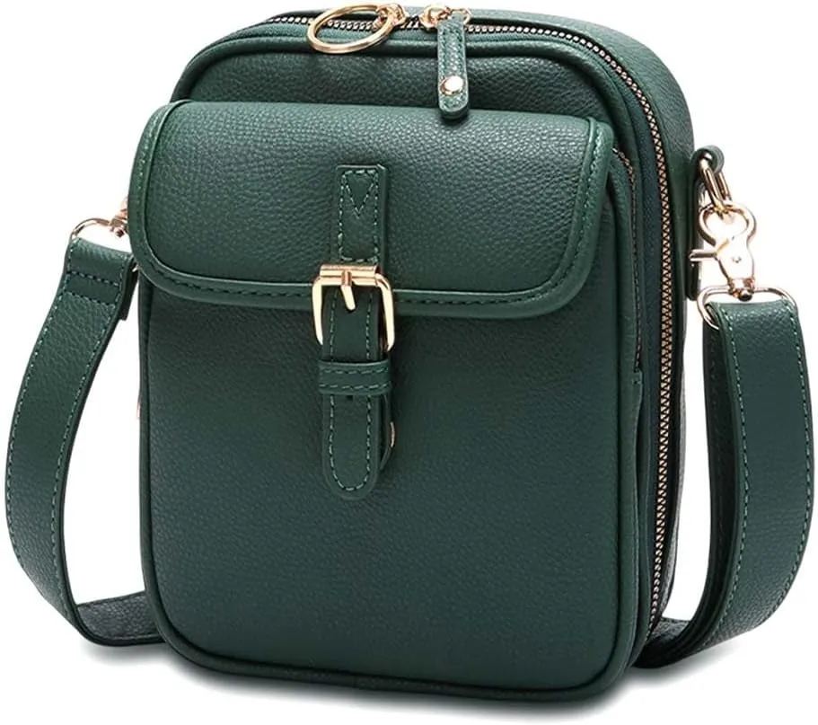 Small Lightweight Crossbody Leather Bag, Retro Adjustable Strap Double-Layer Large Capacity small Crossbody Bags for Women