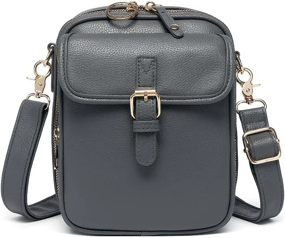 Small Lightweight Crossbody Leather Bag, Retro Adjustable Strap Double-Layer Large Capacity small Crossbody Bags for Women