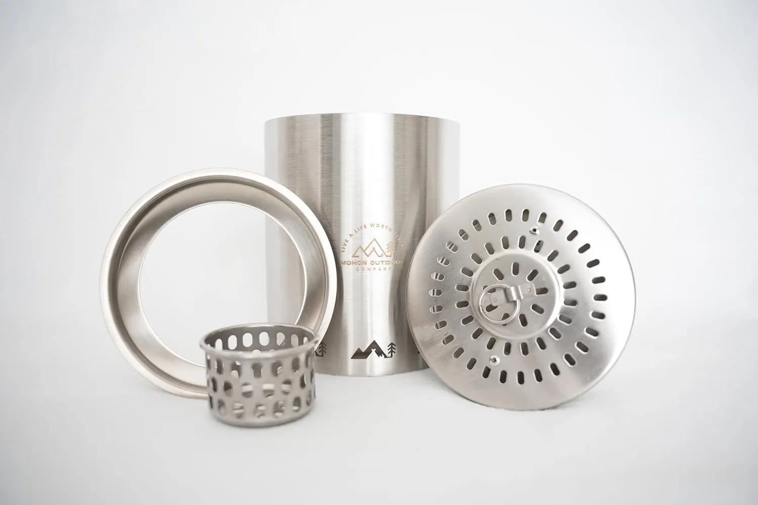 Small Smokeless Stove. Comes with collapsable feet, Removable ash Catcher, and Storage Bag. (Silver)