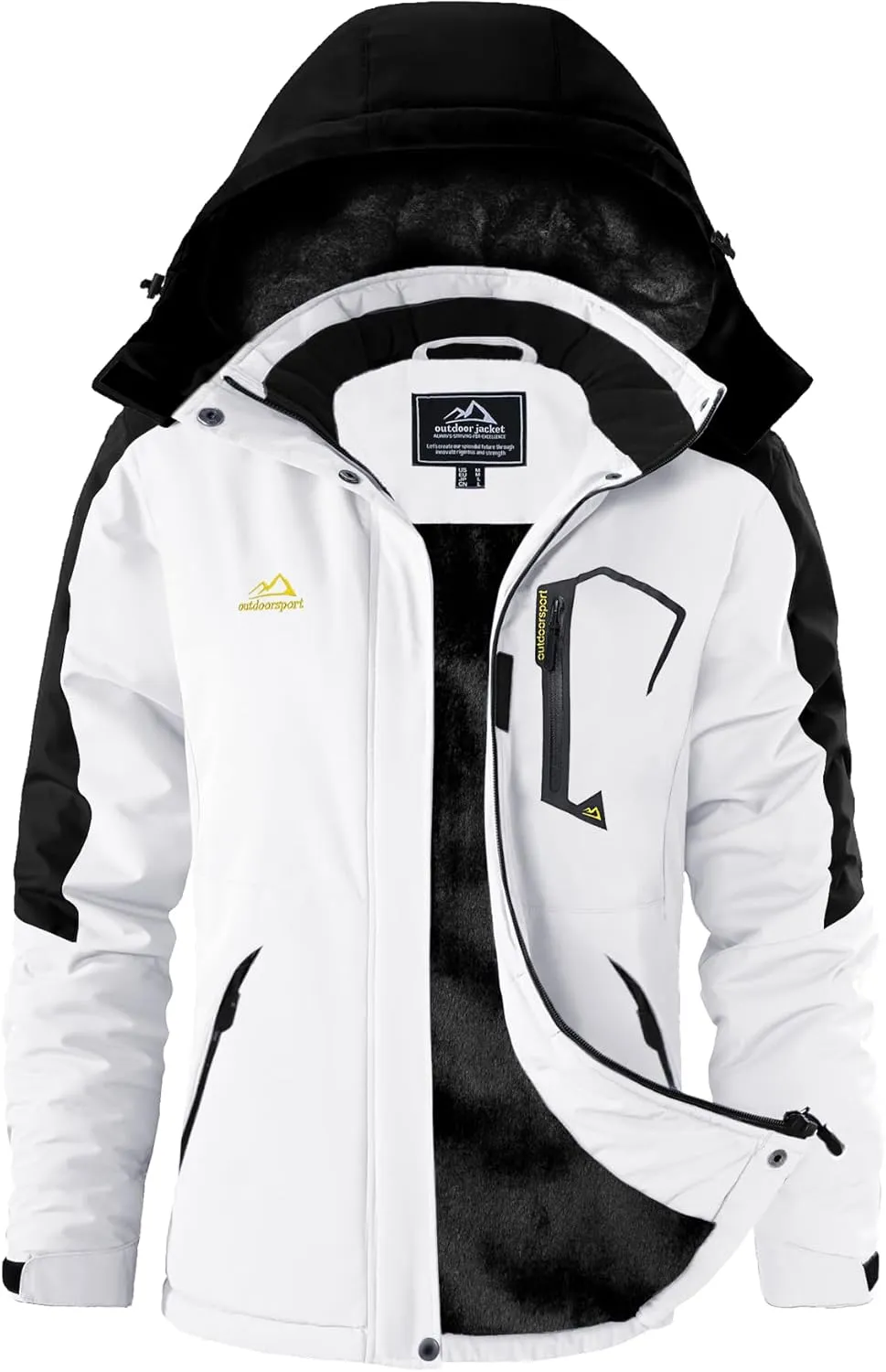 SMENG Womens Ski Jacket Waterproof Warm Winter Coats Windproof Fleece Lined Jacket Detachable Hood