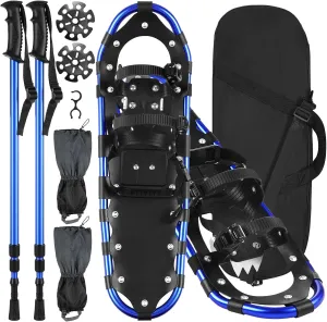 Snowshoes with Waterproof Leg Gaiters,2 Walking Poles Snow Baskets for Hiking and Forest Trails
