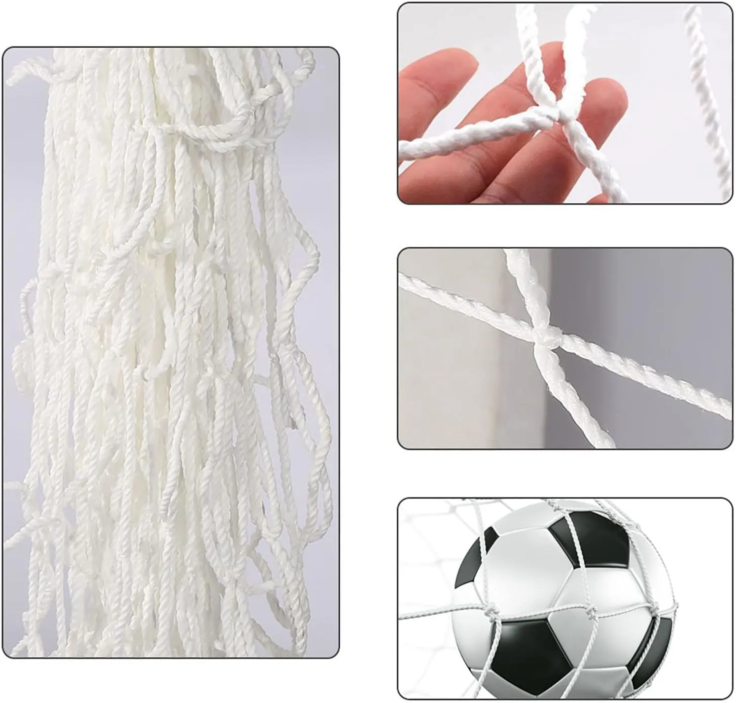 Soccer Goal Net, Sports Twisted Net Post Netting Portable Football Replacement Field Equipment Foldable Polyethylene Rope for Backyard Daily Practice Match Training Shooting Aid with Carry Bag