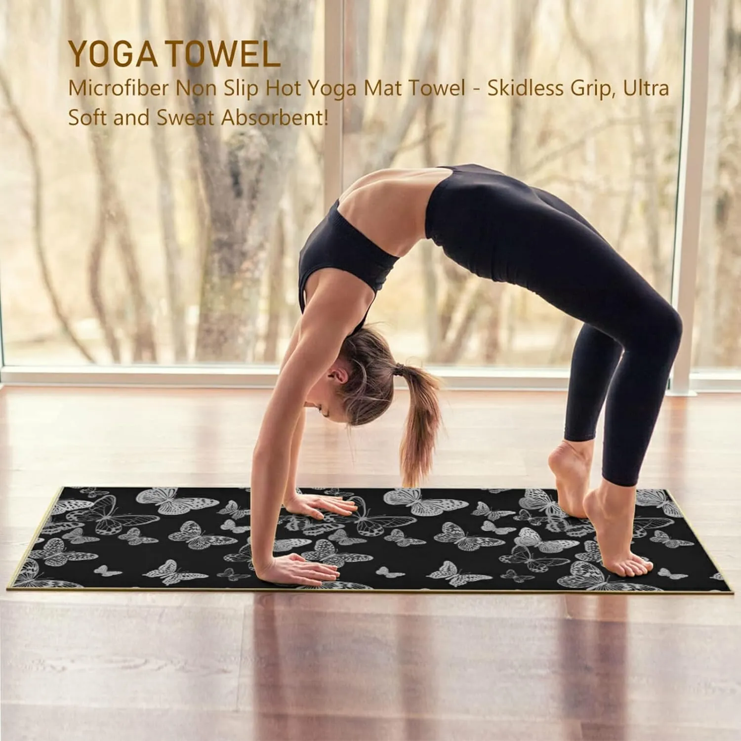 Soft Sweat Absorbent Non Slip Yoga Mat Towel, Durable Folding Workout Towel for Pilates Exercise, Fitness Mat Towel with Bag