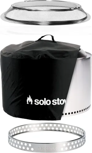 Solo Stove Yukon Big Yard Bundle 2.0 | Incl. Yukon Smokeless Fire Pit with Stand, Shelter, Shield, Portable for Wood Burning, Removable Ash Pan, Stainless Steel, H: 19.8in x Dia: 27in, 50.85lbs