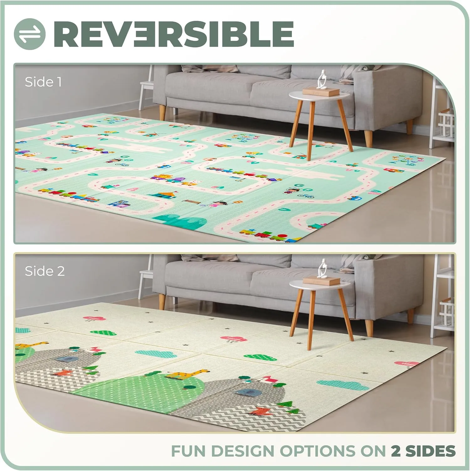 Sorbus Foldable Baby Play Mat, Kids Foam Mats for Floor with Travel Bag - Waterproof Foldable Play Mats for Babies, Infants, Toddlers, and Kids Playtime & Tummy Time 78x70x0.4” (Mountain Mates)