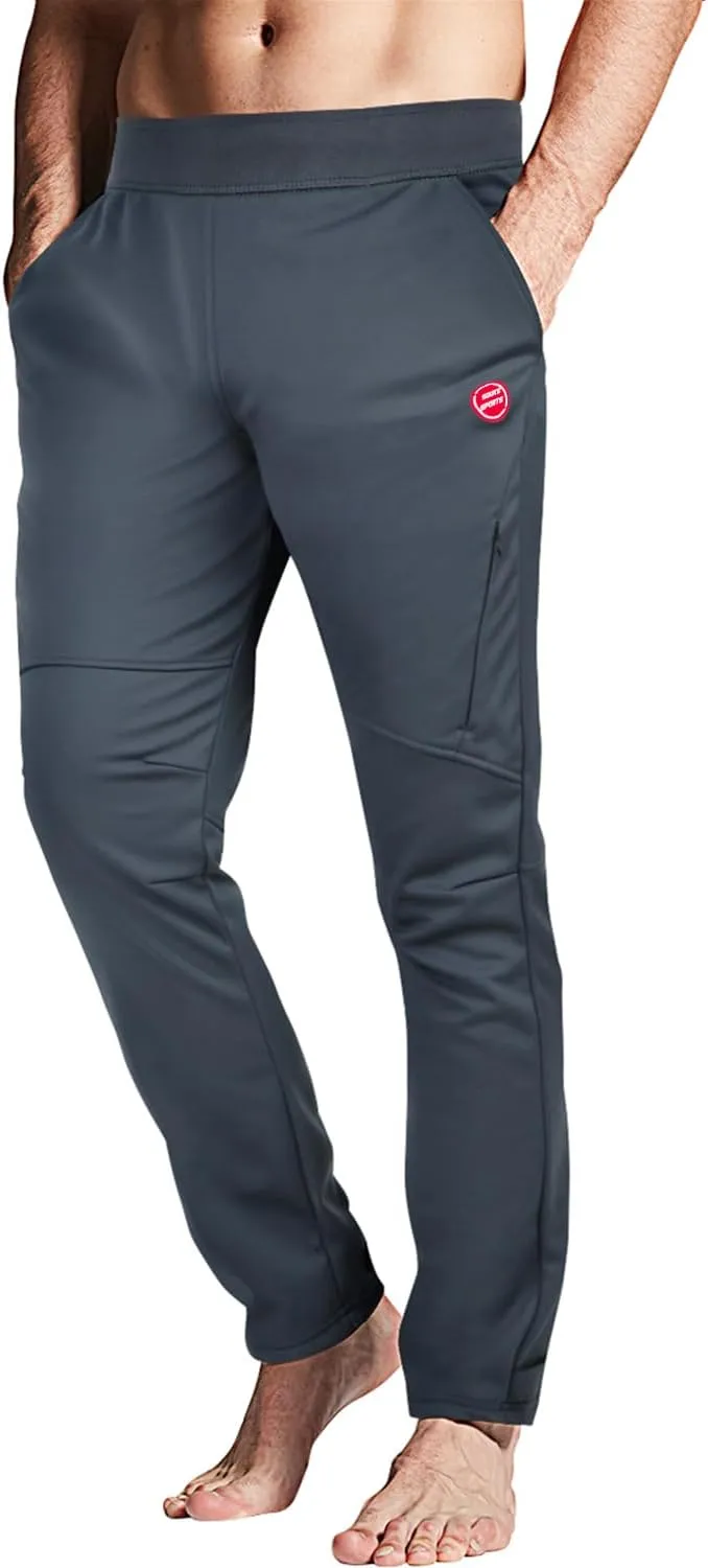 Souke Sports Men's Winter Cycling Pants, Windproof Fleece Thermal Bike Pants, Breathable Athletic Sweatpants for Running
