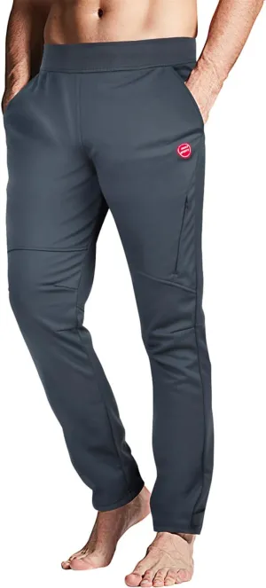 Souke Sports Men's Winter Cycling Pants, Windproof Fleece Thermal Bike Pants, Breathable Athletic Sweatpants for Running