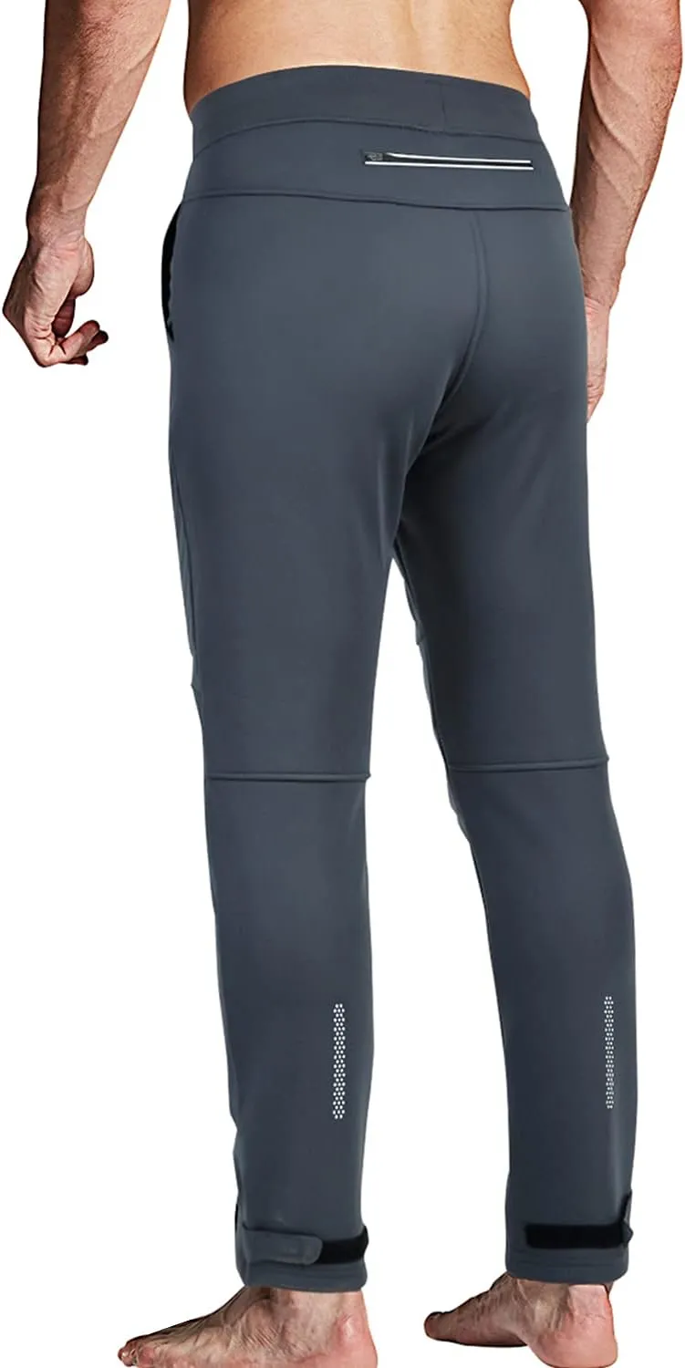Souke Sports Men's Winter Cycling Pants, Windproof Fleece Thermal Bike Pants, Breathable Athletic Sweatpants for Running